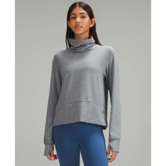 Lululemon Ready to Rulu Heathered Asphalt Grey Pullover Funnel Neck Soft, Sz 8 - Picture 1 of 10